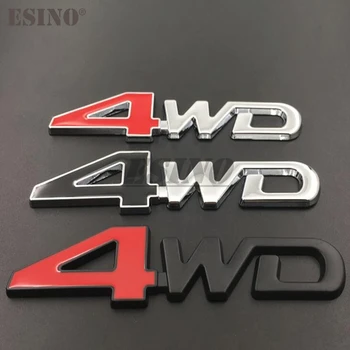Automobilio Stilius 3D 4WD 4 Varantys Ratai Offroad 4 x 4 Automobilių Metalo Lydinio Kamieno Sparnas Adhensive Ženklelis Kūno Bagažinės Displaceme Emblema