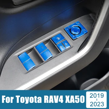 Toyota RAV4 RAV 4 XA50 Hibridas 2019-2021 2022 2023 Aliuminio Automobilių Vidaus Langų Keltuvai Jungiklio Mygtuką Apdaila Lipdukas Priedai