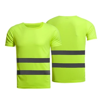 Vasaros Atspindintis t-shirt Fluorescencinė Geltona Oranžinė Didelio Matomumo Saugos Darbe Veikia Marškinėliai Kvėpuojantis Darbą marškinėliai vyrams