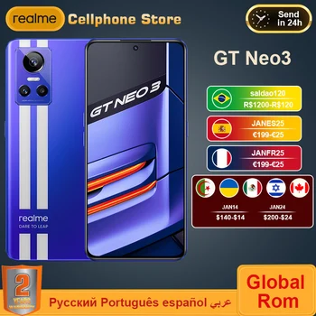 Pasaulio ROM realme GT NEO3 NEO 3 5G Išmanųjį telefoną 80/150W Mokestis Dimensity 8100 120HZ AMOLED Ekraną, 4500mAh NFC Mobilųjį Telefoną
