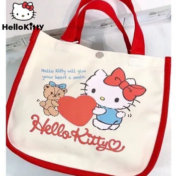 Hello Kitty Krepšiai Sanrio Animacinių filmų Rankinės Moterims, Didelės Talpos Laisvalaikio Dizaineris Krepšiai Y2K Mergina Drobės Mielas Krepšiai, Rankinės Y2k Mergaitės
