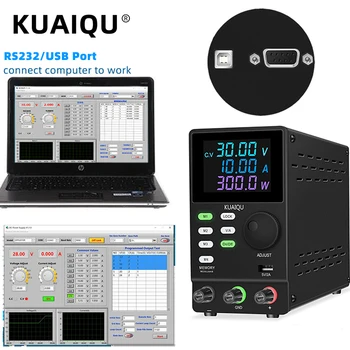 KUAIQU Programuojami Reguliuojamos DC Maitinimo šaltinis Su RS-232/USB Saugojimo Duomenų Įtampa Srovės Reguliatorius, 30 V, 10A 60V 120V 200V