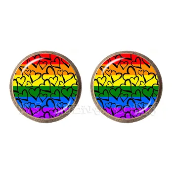 LGBT Stiklo Kupolas Auskarai Moterims, Vyrams, Gėjų, Lesbiečių Paradus Su Rainbow Meilė Laimi, tos Pačios Lyties Santuoka Meilės Hipoalergicznych Ausies Nagų