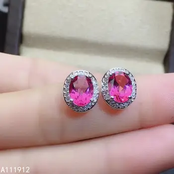 KJJEAXCMY fine jewelry natūralus rožinis topazas 925 sterlingas sidabro moterų auskarai naujų Ausų Smeigės paramos bandymo classic