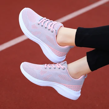 Nauji moteriški laisvalaikio bateliai sportiniai bateliai itin lengvi ir patogūs sportiniai batai plaukioja austi teniso moterų plokščiadugnis