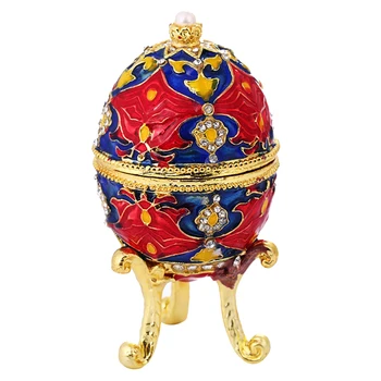 Crytsal Emalio Velykų Faberge Kiaušinis Papuošalų Dėžutė Žiedas, Auskarai Rusijos Atvejis