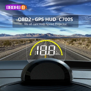 OBDHUD C700S Hud Veidrodis Automobilių Head-up Display prekinis, galinis Stiklo Projektorius Apsaugos Signalizacijos Spidometras Elektroninis Accessoriess Visiems Automobiliams