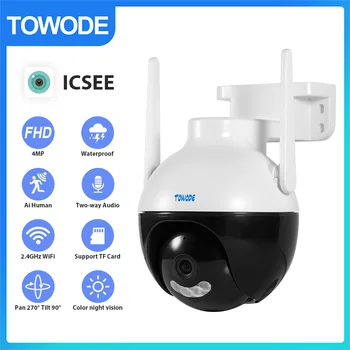TOWODE 8MP 4K WIFI IP Camera PTZ Outdoor Camera Home Security 4X Digital Zoom Speed Dome Kameros H. 265 CCTV Vaizdo Stebėjimo
