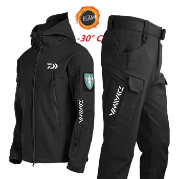 2023 Daiwa Žiemos Soft Shell Žvejybos Kostiumą vyriški Lauko Vėjo Vandeniui Šiltas Žygiai Striukė Taktinis Sporto Pėsčiųjų Kostiumas