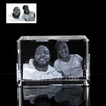Individualų Kristalų Foto Rėmelis 2D/3D Lazeriu Graviruotas Krištolo Stiklo Kubas Tėvo Diena Dovanos Atmintį Namų Puošybai
