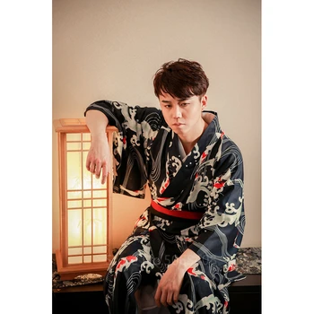 Japonijos Tradicinių Kimono Apranga Vyrams, Moterims, Samurajus Nustatyti papildomus Drabužius Bangos Spausdinti Cosplay Japonija Suknelė Skraiste Cardigan
