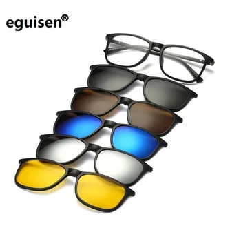 naujas prekės ženklas 5+1 retro poliarizuota trumparegystė įrašą, akiniai nuo saulės, akinių rėmeliai, skirti vyrams, moterims, penkis magnetas nustatyti veidrodis akiniai rėmeliai vyrų