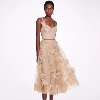 Reguliuojami Dirželiai Arbatos Ilgio vakarinės Suknelės-line Sluoksniuotos Aplikacijos Aukso Spausdinti Quinceanera Suknelę 2022 Elegantiškas Moteris Suknelė