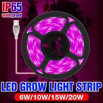 USB viso Spektro UV Lempa 5V LED Augalų Juostos Apšvietimas 0.5 1 2 3M Lankstus Augti Šviesos Juostelė atspari Vandeniui Augalų Lemputė Hydroponic Lempos