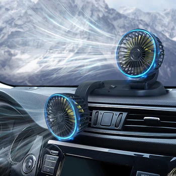2021 Vasaros naujuose Automobilių Aušinimo Ventiliatorius 360 Adjustmen su Laikino Stovėjimo Kortelę 12/24V Auto Oro Aušinimo Dual Galvos Ventiliatorius